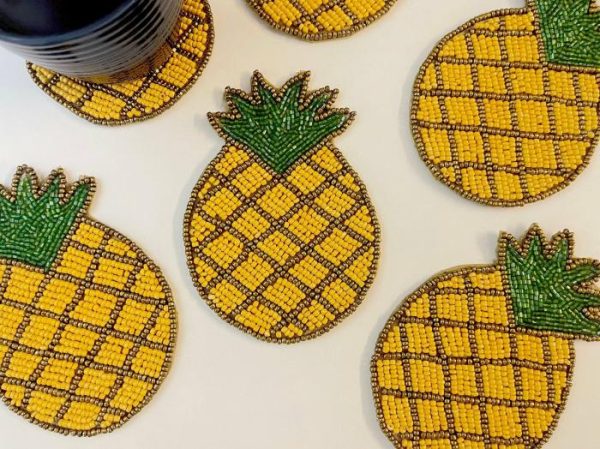 Drinkware | Pineapple Beaded Coasters – Set Of 6 Drinkware Drinkware