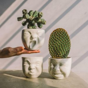 Drinkware | Porcelain Baby Faces Planters – Set Of 3 Drinkware Drinkware