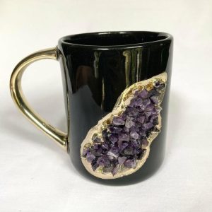 Drinkware | Purple Amethyst Black Mug With Gold Handle – Set Of 2 Drinkware Drinkware