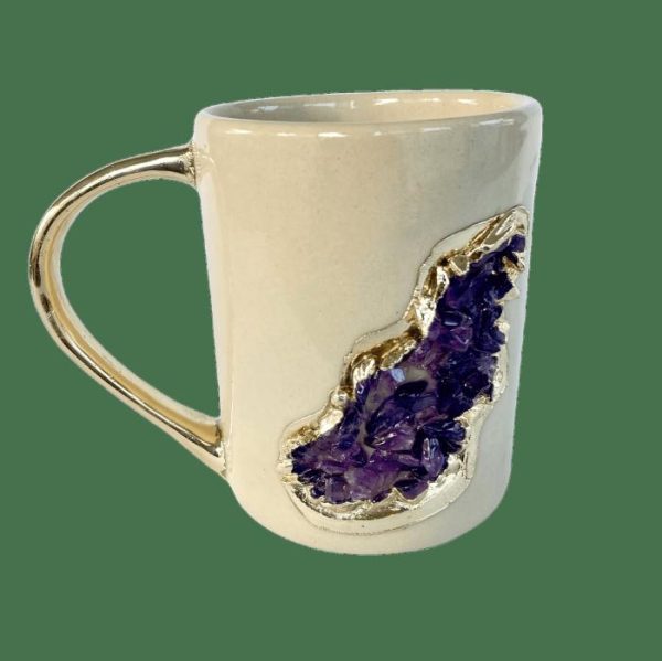 Drinkware | Purple Amethyst Crystal Ceramic Mug With Gold Handle – Set Of 2 Drinkware Drinkware