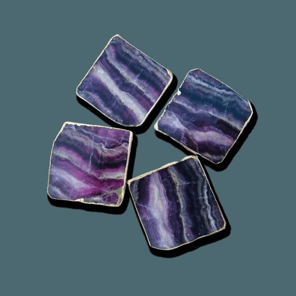 Drinkware | Purple Fluorite Agate Coasters – Set Of 4 Drinkware Drinkware