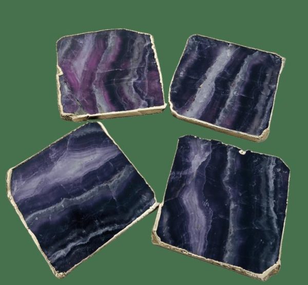 Drinkware | Purple Fluorite Agate Coasters – Set Of 4 Drinkware Drinkware