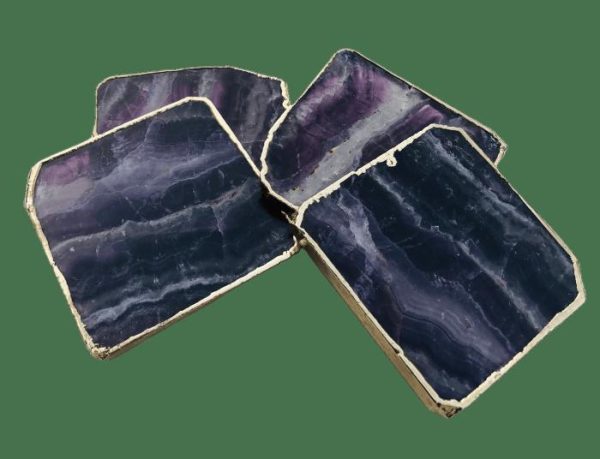 Drinkware | Purple Fluorite Agate Coasters – Set Of 4 Drinkware Drinkware