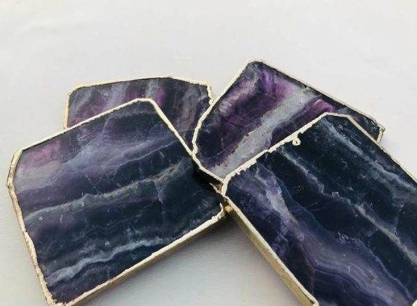 Drinkware | Purple Fluorite Agate Coasters – Set Of 4 Drinkware Drinkware