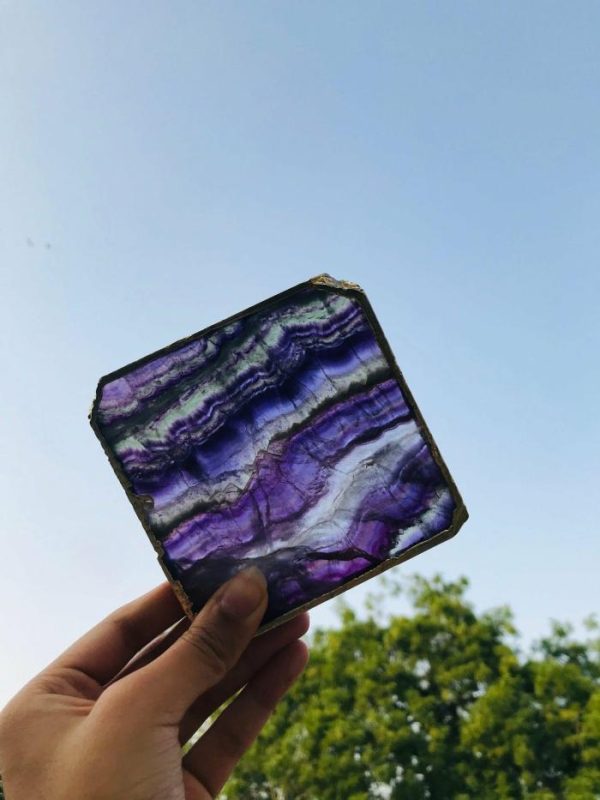 Drinkware | Purple Fluorite Agate Coasters – Set Of 4 Drinkware Drinkware