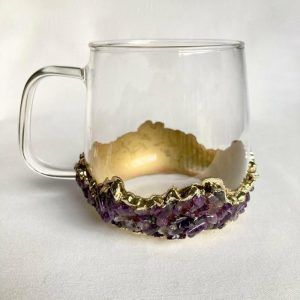 Drinkware | Purple Quartz Glass Coffee Mug With Handle – Set Of 2 Drinkware Drinkware