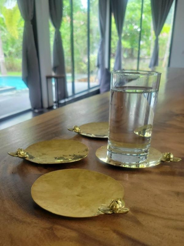 Drinkware | Recycled Bullet Brass 3D Flower Coaster Set Of 4 – Rumduol Drinkware Drinkware