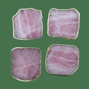 Drinkware | Rose Quartz Agate Coaster – Set Of 4 Drinkware Drinkware