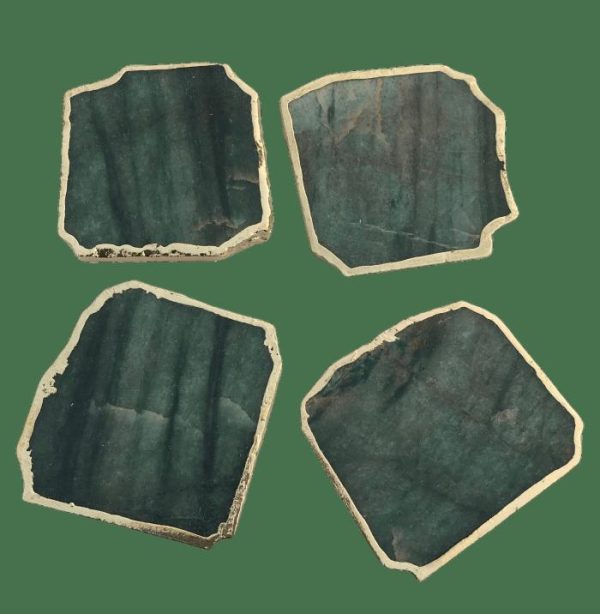 Drinkware | Sage Green Agate Aventurine Coasters Set Of 4 Drinkware Drinkware