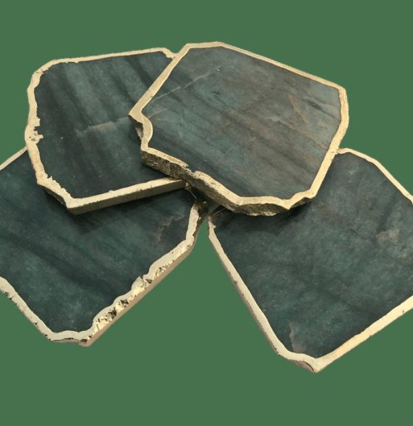 Drinkware | Sage Green Agate Aventurine Coasters Set Of 4 Drinkware Drinkware