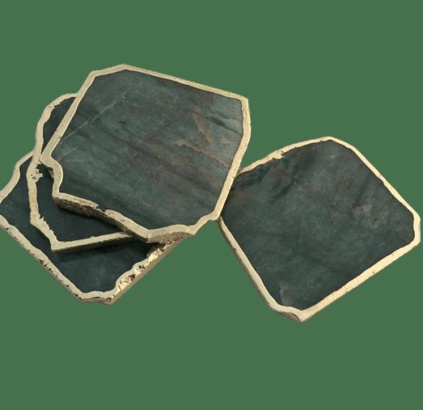 Drinkware | Sage Green Agate Aventurine Coasters Set Of 4 Drinkware Drinkware