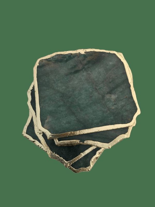 Drinkware | Sage Green Agate Aventurine Coasters Set Of 4 Drinkware Drinkware