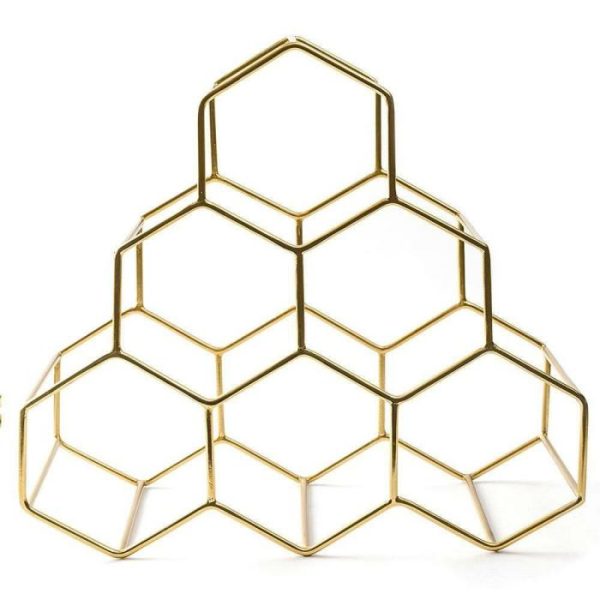 Drinkware | Serein Decor Gold Honeycomb Wine Bottle Rack Drinkware Drinkware