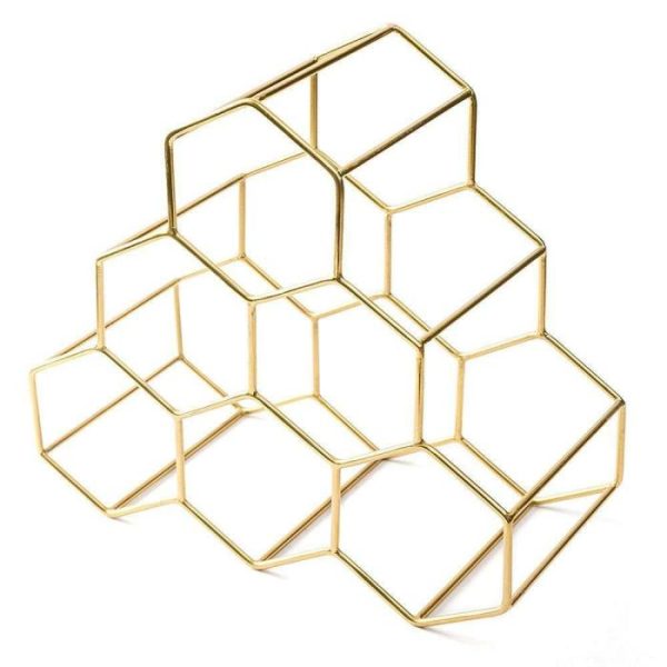 Drinkware | Serein Decor Gold Honeycomb Wine Bottle Rack Drinkware Drinkware