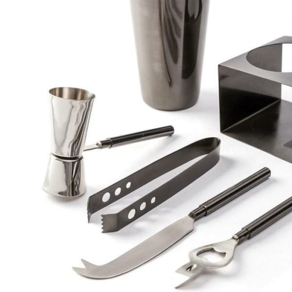 Drinkware | Serein Decor Obsidian Black Cocktail Shaker & Bar Tool Set Drinkware Drinkware