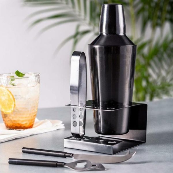 Drinkware | Serein Decor Obsidian Black Cocktail Shaker & Bar Tool Set Drinkware Drinkware