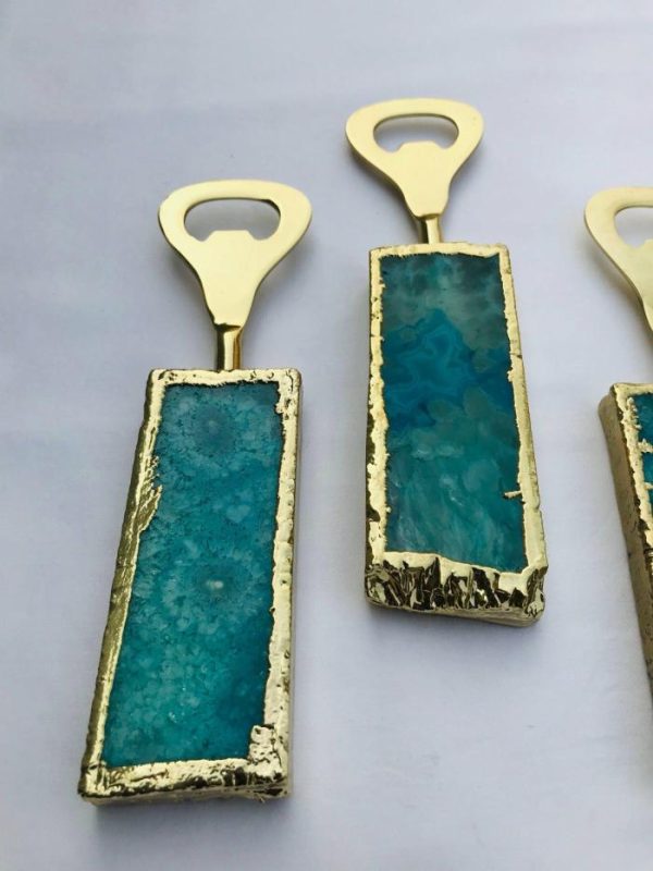 Drinkware | Set Of 3 Aqua Agate Bottle Opener Drinkware Drinkware