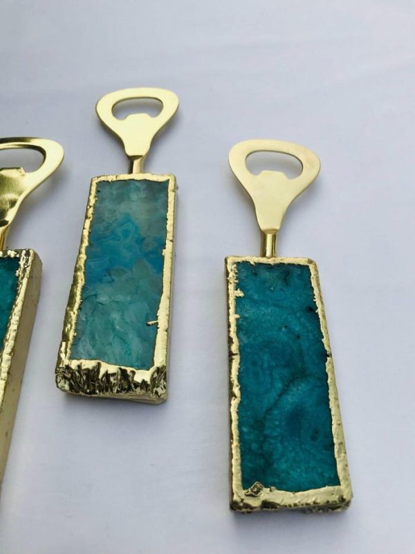 Drinkware | Set Of 3 Aqua Agate Bottle Opener Drinkware Drinkware