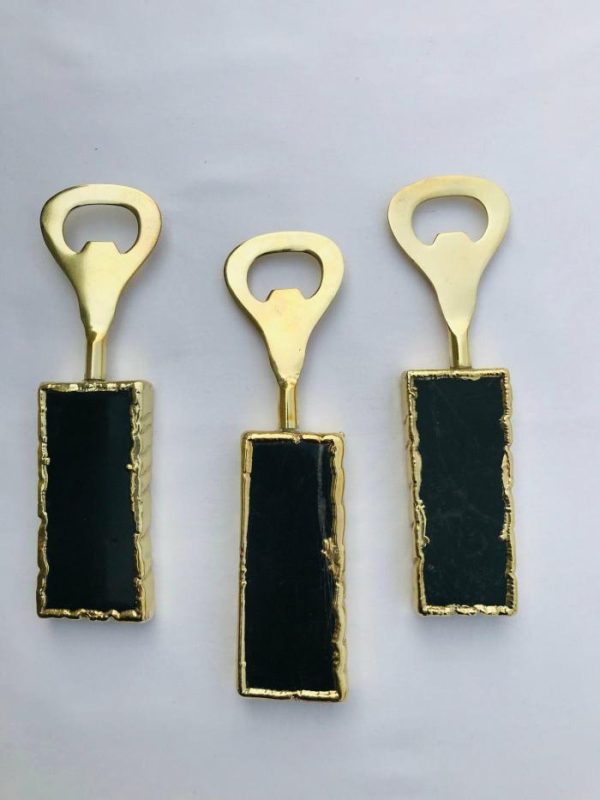 Drinkware | Set Of 3 Black Agate Bottle Openers Drinkware Drinkware