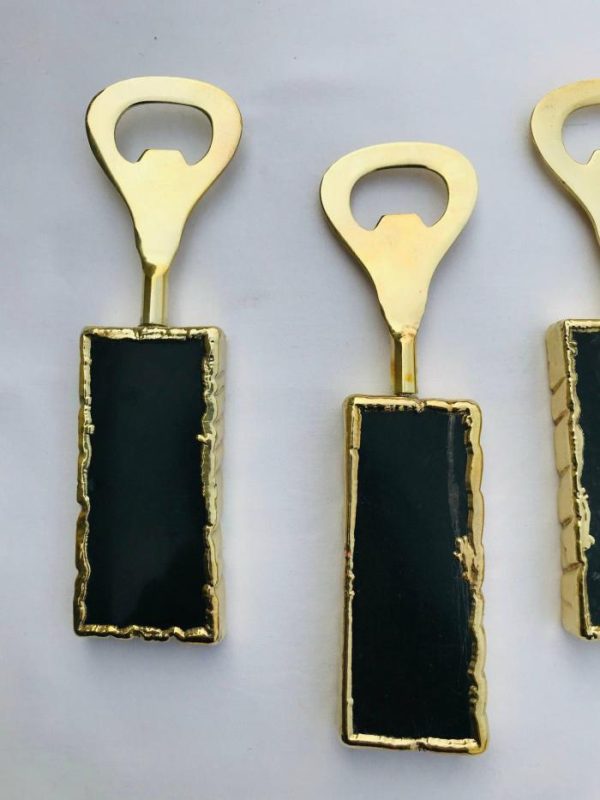 Drinkware | Set Of 3 Black Agate Bottle Openers Drinkware Drinkware