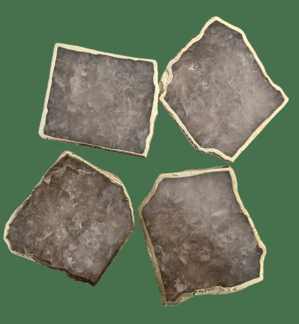 Drinkware | Smoky Grey Agate Quartz Coasters – Set Of 4 Drinkware Drinkware