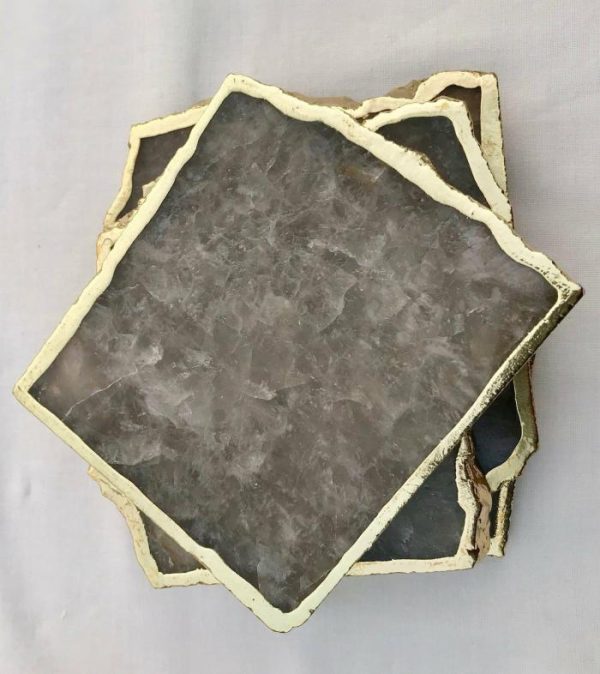 Drinkware | Smoky Grey Agate Quartz Coasters – Set Of 4 Drinkware Drinkware