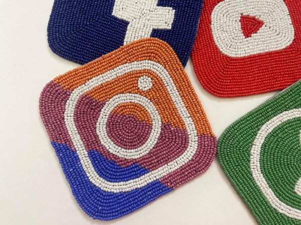 Drinkware | Social Media Beaded Coasters – Set Of 6 Drinkware Drinkware