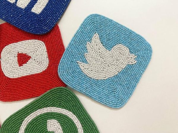 Drinkware | Social Media Beaded Coasters – Set Of 6 Drinkware Drinkware