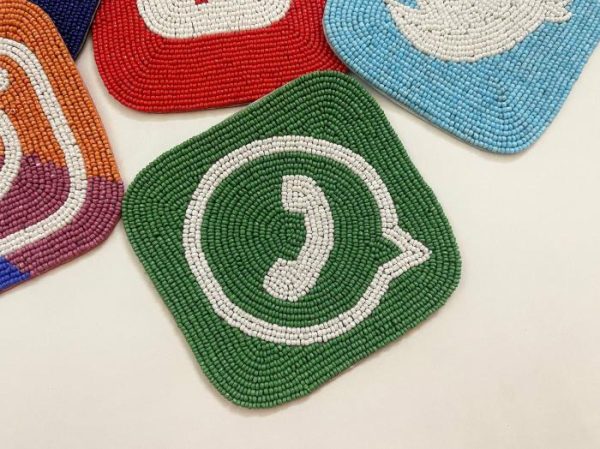 Drinkware | Social Media Beaded Coasters – Set Of 6 Drinkware Drinkware