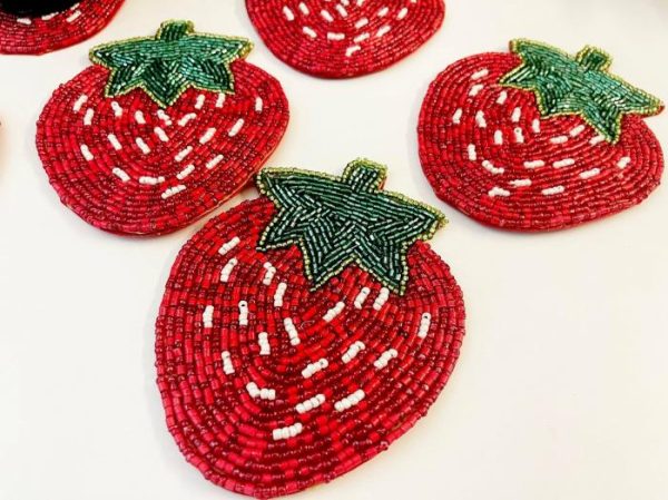 Drinkware | Strawberry Beaded Coasters – Set Of 6 Drinkware Drinkware