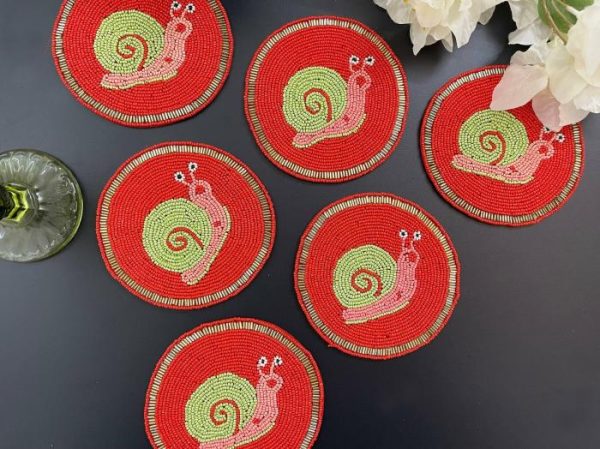 Drinkware | Super Lazy Snail Beaded Drink Coasters Drinkware Drinkware