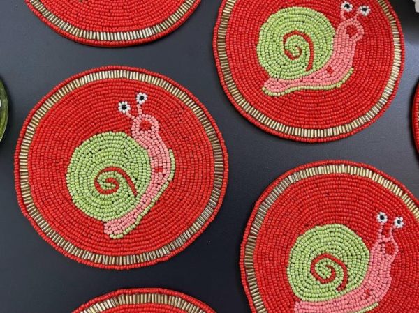 Drinkware | Super Lazy Snail Beaded Drink Coasters Drinkware Drinkware