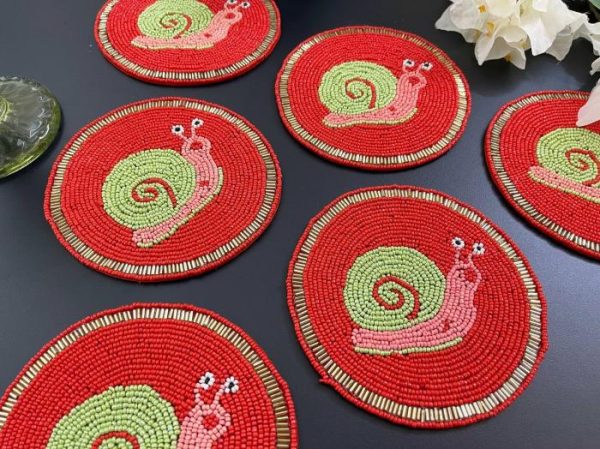 Drinkware | Super Lazy Snail Beaded Drink Coasters Drinkware Drinkware