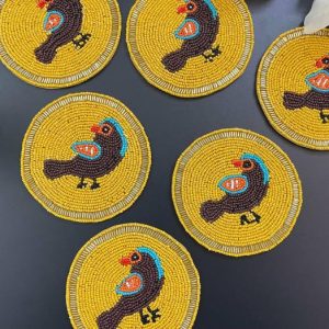 Drinkware | Turkey Bird Round Beaded Coasters Drinkware Drinkware