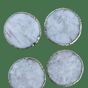 Drinkware | White Agate Hand Rounded Coasters – Set Of 4 Drinkware Drinkware