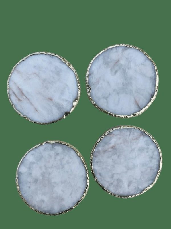 Drinkware | White Agate Hand Rounded Coasters – Set Of 4 Drinkware Drinkware