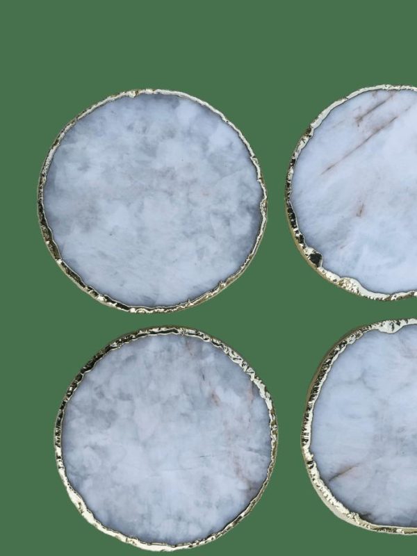 Drinkware | White Agate Hand Rounded Coasters – Set Of 4 Drinkware Drinkware