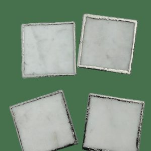 Drinkware | White Marble Plated Coasters – Set Of 4 Drinkware Drinkware