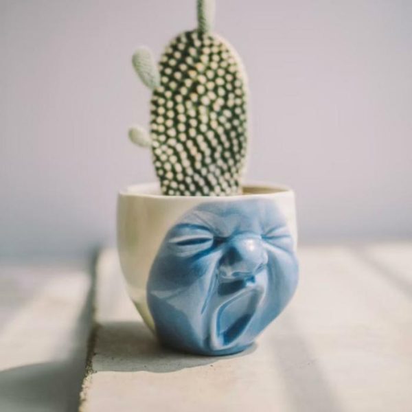 Drinkware | Yawning Face Porcelain Cactus Planter Drinkware Drinkware