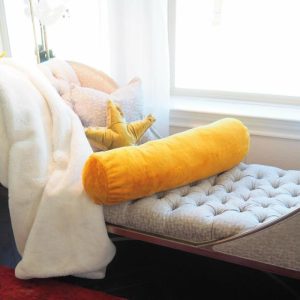 Faux Fur Pillows | Golden Faux Rabbit Fur Bolster Throw Pillows Faux Fur Pillows