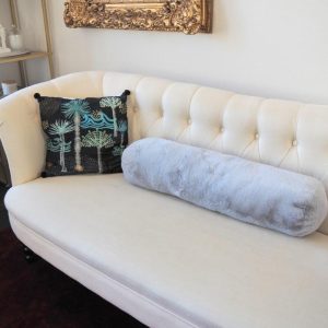 Faux Fur Pillows | Silver Faux Rabbit Fur Bolster Faux Fur Pillows Faux Fur Pillows