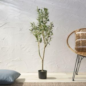 Flora & Plants | Artificial Olive Tree In Pot, 47" H x 19" W x 15" D Decor Flora & Plants