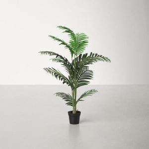 Flora & Plants | Faux Green Palm Tree In Pot, 56" H x 32" W x 32" D Decor Flora & Plants