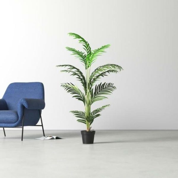 Flora & Plants | Faux Green Palm Tree In Pot, 56" H x 32" W x 32" D Decor Flora & Plants