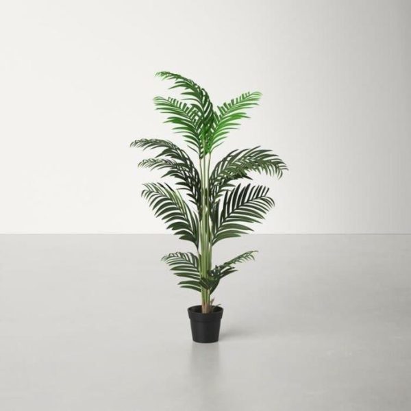 Flora & Plants | Faux Green Palm Tree In Pot, 56" H x 32" W x 32" D Decor Flora & Plants