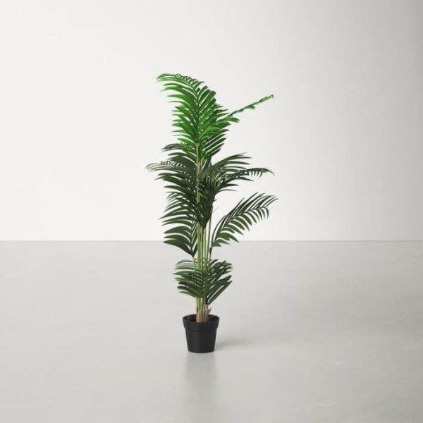 Flora & Plants | Faux Green Palm Tree In Pot, 56" H x 32" W x 32" D Decor Flora & Plants