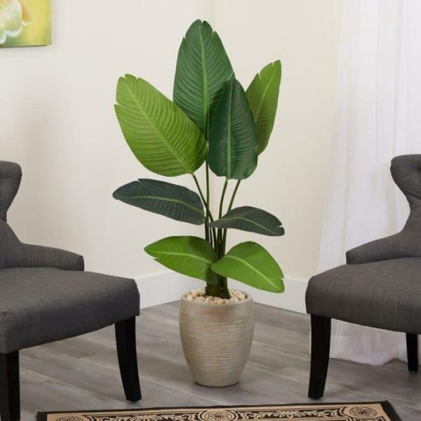 Flora & Plants | Artificial Banana Leaf Tree In Planter Decor Flora & Plants