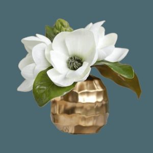 Flora & Plants | Artificial Magnolia Arrangement In A Gold Pot Decor Flora & Plants