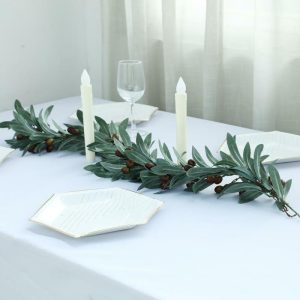 Flora & Plants | Faux Olive Branch Decorative Garland, 3′ Decor Flora & Plants