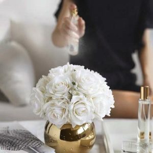 Flora & Plants | Real Touch Luxury Artificial White Rose Arrangement In Golden Pot Decor Flora & Plants